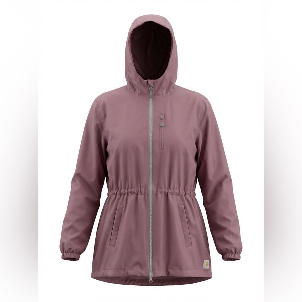 CARHARTT MENS RAIN WINDBREAKER WITH NON-REMOVABLE HOOD SIZE XL WINE COLORED